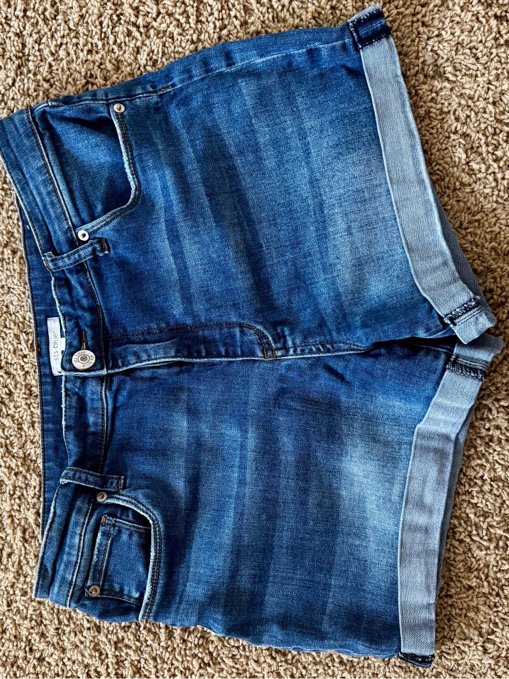 STS Blue Rolled Hem Dark Blue Denim Shorts